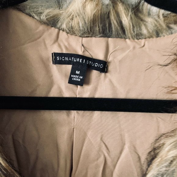 Signature Studio Faux Fur Brown Open Front Vest - Picture 2 of 4